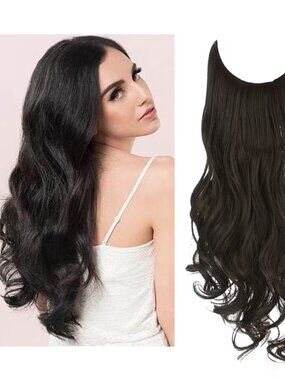 Sarla 22 Inch Invisible Wire Hair Extension Wavy Dark Brown New